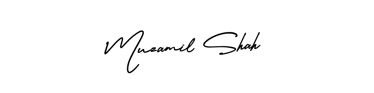 How to make Muzamil Shah name signature. Use AmerikaSignatureDemo-Regular style for creating short signs online. This is the latest handwritten sign. Muzamil Shah signature style 3 images and pictures png