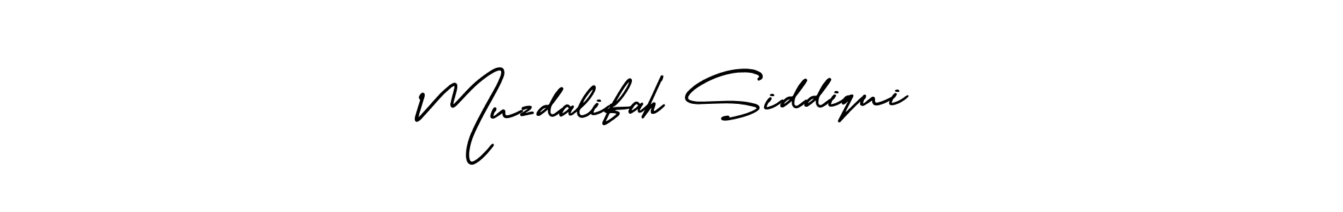 This is the best signature style for the Muzdalifah Siddiqui name. Also you like these signature font (AmerikaSignatureDemo-Regular). Mix name signature. Muzdalifah Siddiqui signature style 3 images and pictures png