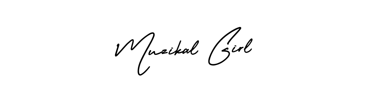 You should practise on your own different ways (AmerikaSignatureDemo-Regular) to write your name (Muzikal Girl) in signature. don't let someone else do it for you. Muzikal Girl signature style 3 images and pictures png