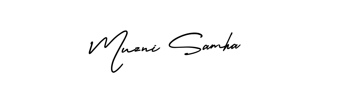 if you are searching for the best signature style for your name Muzni Samha. so please give up your signature search. here we have designed multiple signature styles  using AmerikaSignatureDemo-Regular. Muzni Samha signature style 3 images and pictures png
