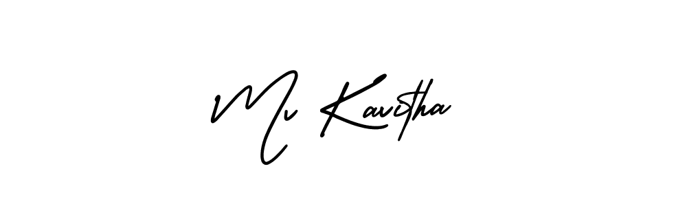 How to make Mv Kavitha name signature. Use AmerikaSignatureDemo-Regular style for creating short signs online. This is the latest handwritten sign. Mv Kavitha signature style 3 images and pictures png