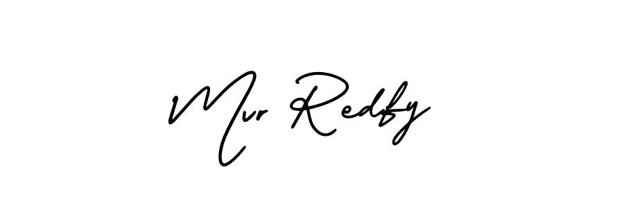 This is the best signature style for the Mvr Redfy name. Also you like these signature font (AmerikaSignatureDemo-Regular). Mix name signature. Mvr Redfy signature style 3 images and pictures png