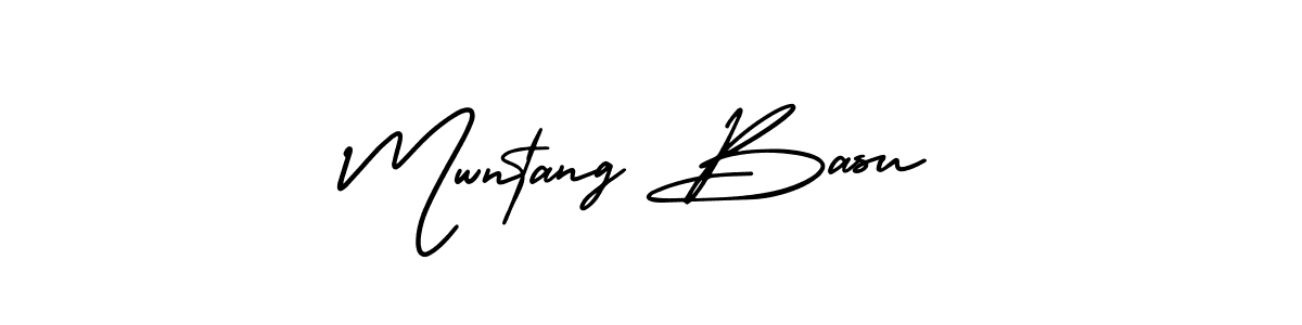 The best way (AmerikaSignatureDemo-Regular) to make a short signature is to pick only two or three words in your name. The name Mwntang Basu include a total of six letters. For converting this name. Mwntang Basu signature style 3 images and pictures png