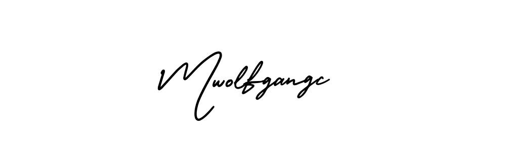 How to make Mwolfgangc name signature. Use AmerikaSignatureDemo-Regular style for creating short signs online. This is the latest handwritten sign. Mwolfgangc signature style 3 images and pictures png