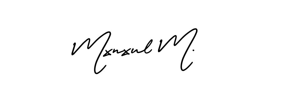 if you are searching for the best signature style for your name Mxnxul M.. so please give up your signature search. here we have designed multiple signature styles  using AmerikaSignatureDemo-Regular. Mxnxul M. signature style 3 images and pictures png