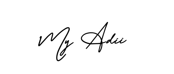 The best way (AmerikaSignatureDemo-Regular) to make a short signature is to pick only two or three words in your name. The name My Adii include a total of six letters. For converting this name. My Adii signature style 3 images and pictures png