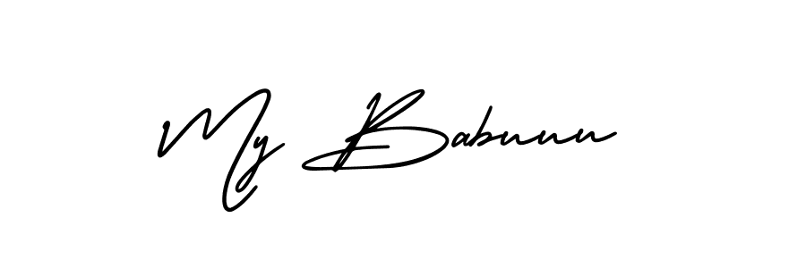 The best way (AmerikaSignatureDemo-Regular) to make a short signature is to pick only two or three words in your name. The name My Babuuu include a total of six letters. For converting this name. My Babuuu signature style 3 images and pictures png