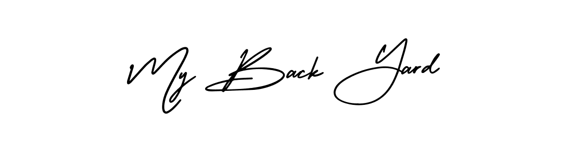 Similarly AmerikaSignatureDemo-Regular is the best handwritten signature design. Signature creator online .You can use it as an online autograph creator for name My Back Yard. My Back Yard signature style 3 images and pictures png