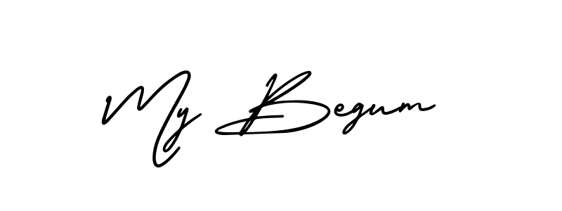 How to make My Begum name signature. Use AmerikaSignatureDemo-Regular style for creating short signs online. This is the latest handwritten sign. My Begum signature style 3 images and pictures png