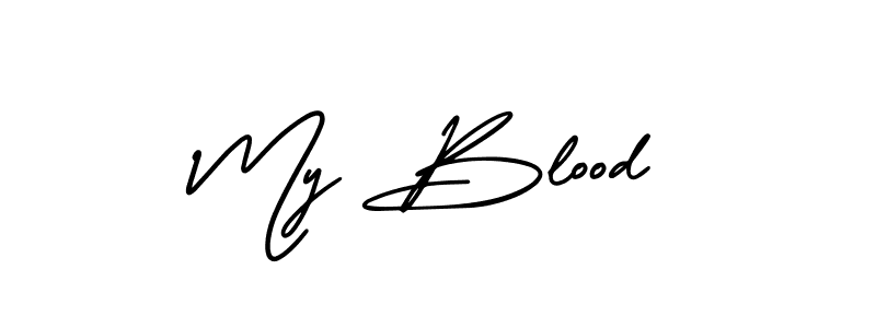 Create a beautiful signature design for name My Blood. With this signature (AmerikaSignatureDemo-Regular) fonts, you can make a handwritten signature for free. My Blood signature style 3 images and pictures png