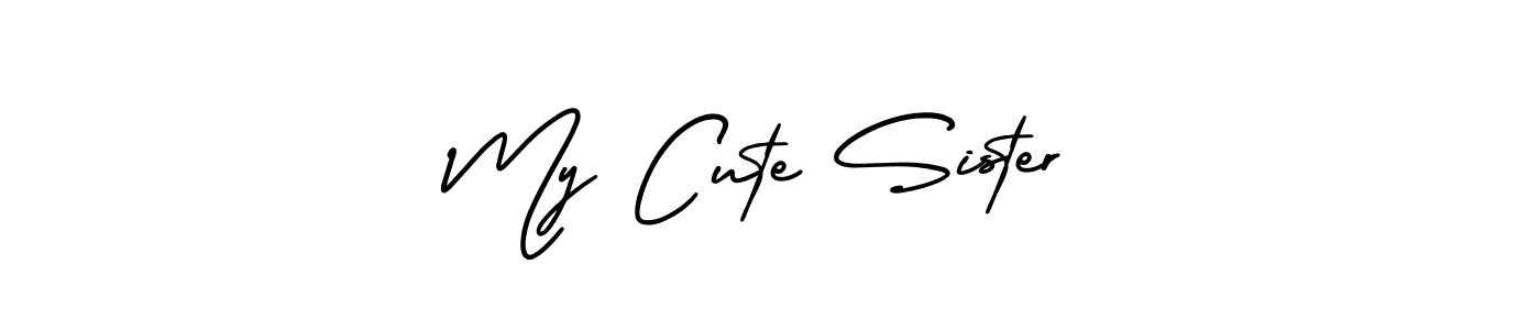 This is the best signature style for the My Cute Sister name. Also you like these signature font (AmerikaSignatureDemo-Regular). Mix name signature. My Cute Sister signature style 3 images and pictures png