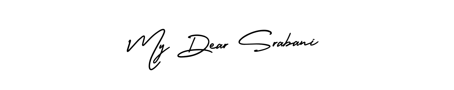 AmerikaSignatureDemo-Regular is a professional signature style that is perfect for those who want to add a touch of class to their signature. It is also a great choice for those who want to make their signature more unique. Get My Dear Srabani name to fancy signature for free. My Dear Srabani signature style 3 images and pictures png
