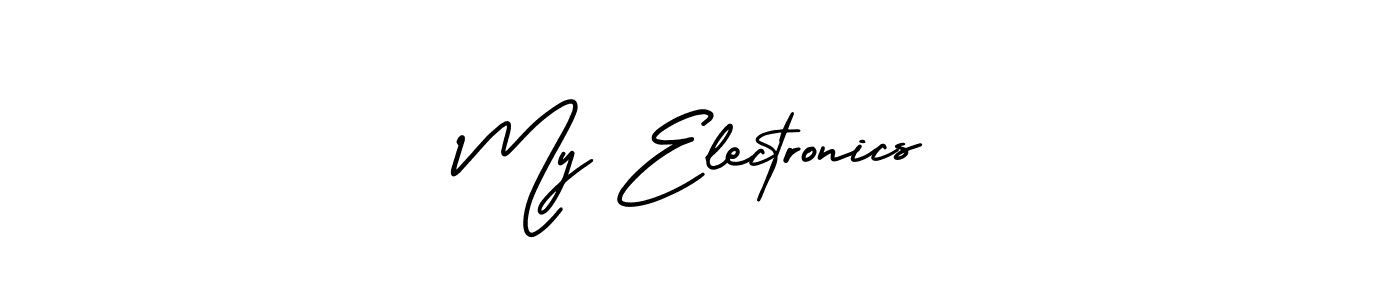 Use a signature maker to create a handwritten signature online. With this signature software, you can design (AmerikaSignatureDemo-Regular) your own signature for name My Electronics. My Electronics signature style 3 images and pictures png