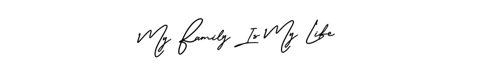 This is the best signature style for the My Family Is My Life name. Also you like these signature font (AmerikaSignatureDemo-Regular). Mix name signature. My Family Is My Life signature style 3 images and pictures png