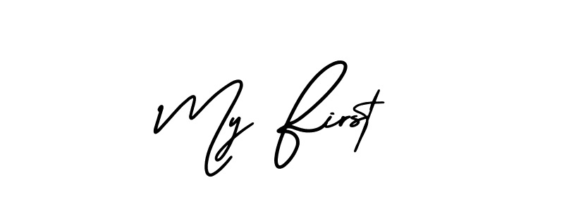 The best way (AmerikaSignatureDemo-Regular) to make a short signature is to pick only two or three words in your name. The name My First include a total of six letters. For converting this name. My First signature style 3 images and pictures png