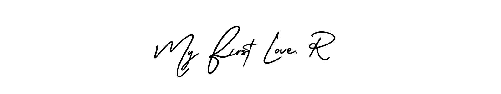 The best way (AmerikaSignatureDemo-Regular) to make a short signature is to pick only two or three words in your name. The name My First Love. R include a total of six letters. For converting this name. My First Love. R signature style 3 images and pictures png