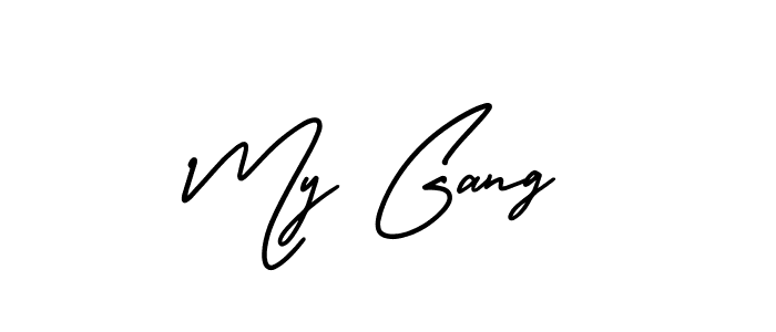 Use a signature maker to create a handwritten signature online. With this signature software, you can design (AmerikaSignatureDemo-Regular) your own signature for name My Gang. My Gang signature style 3 images and pictures png