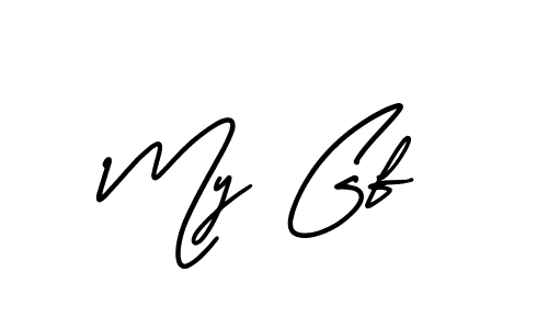 The best way (AmerikaSignatureDemo-Regular) to make a short signature is to pick only two or three words in your name. The name My Gf include a total of six letters. For converting this name. My Gf signature style 3 images and pictures png
