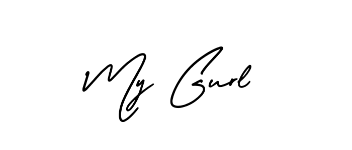 You should practise on your own different ways (AmerikaSignatureDemo-Regular) to write your name (My Gurl) in signature. don't let someone else do it for you. My Gurl signature style 3 images and pictures png