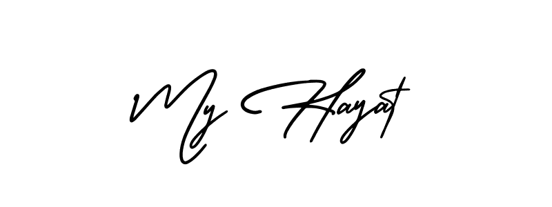 How to make My Hayat name signature. Use AmerikaSignatureDemo-Regular style for creating short signs online. This is the latest handwritten sign. My Hayat signature style 3 images and pictures png