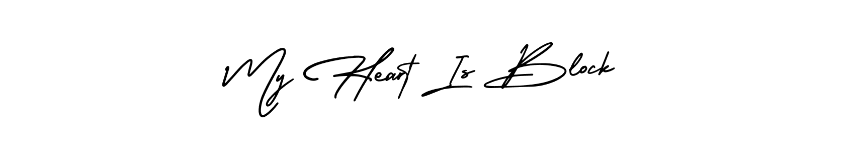 How to Draw My Heart Is Block signature style? AmerikaSignatureDemo-Regular is a latest design signature styles for name My Heart Is Block. My Heart Is Block signature style 3 images and pictures png