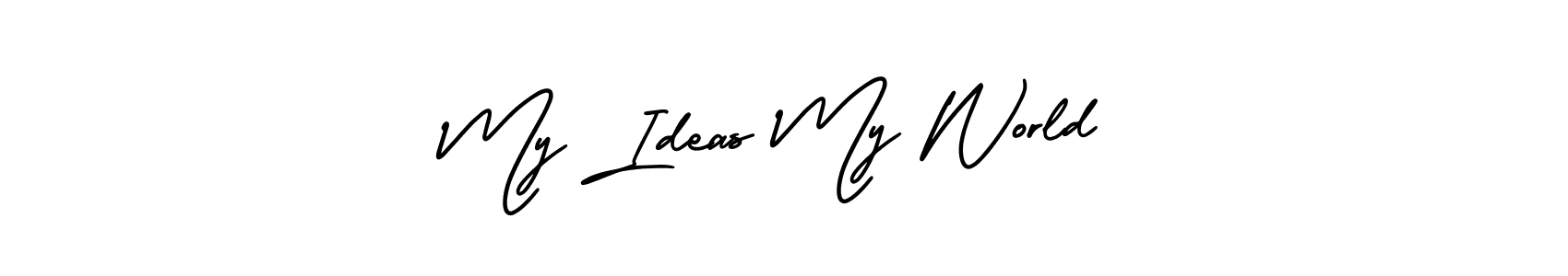 Similarly AmerikaSignatureDemo-Regular is the best handwritten signature design. Signature creator online .You can use it as an online autograph creator for name My Ideas My World. My Ideas My World signature style 3 images and pictures png