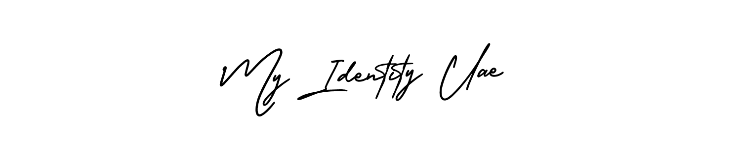 This is the best signature style for the My Identity Uae name. Also you like these signature font (AmerikaSignatureDemo-Regular). Mix name signature. My Identity Uae signature style 3 images and pictures png