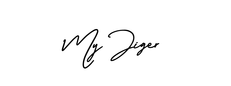 Make a beautiful signature design for name My Jiger. With this signature (AmerikaSignatureDemo-Regular) style, you can create a handwritten signature for free. My Jiger signature style 3 images and pictures png