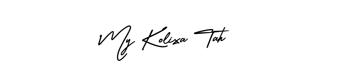 Also You can easily find your signature by using the search form. We will create My Kolixa Tah name handwritten signature images for you free of cost using AmerikaSignatureDemo-Regular sign style. My Kolixa Tah signature style 3 images and pictures png