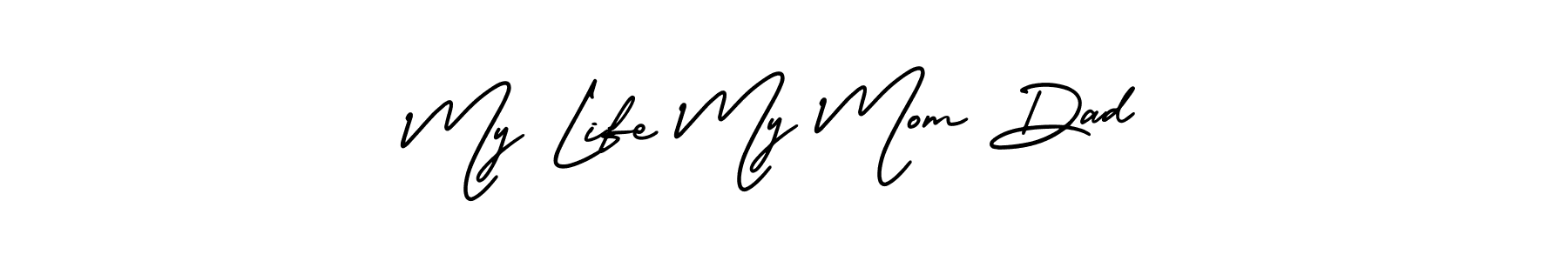 if you are searching for the best signature style for your name My Life My Mom Dad. so please give up your signature search. here we have designed multiple signature styles  using AmerikaSignatureDemo-Regular. My Life My Mom Dad signature style 3 images and pictures png