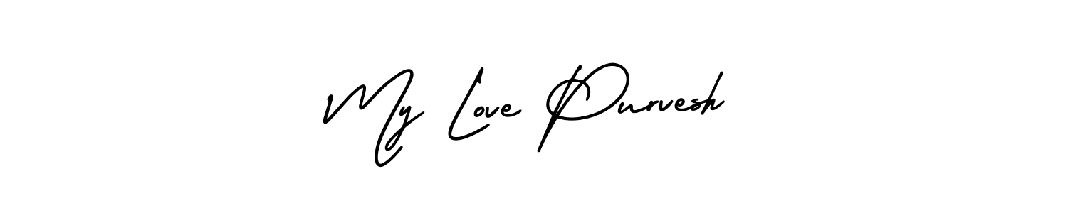 AmerikaSignatureDemo-Regular is a professional signature style that is perfect for those who want to add a touch of class to their signature. It is also a great choice for those who want to make their signature more unique. Get My Love Purvesh name to fancy signature for free. My Love Purvesh signature style 3 images and pictures png