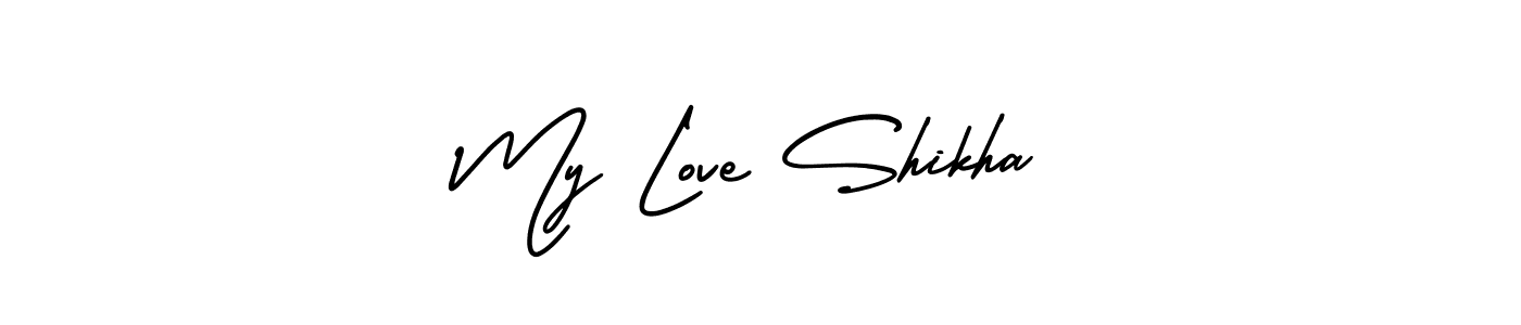 Also You can easily find your signature by using the search form. We will create My Love Shikha name handwritten signature images for you free of cost using AmerikaSignatureDemo-Regular sign style. My Love Shikha signature style 3 images and pictures png