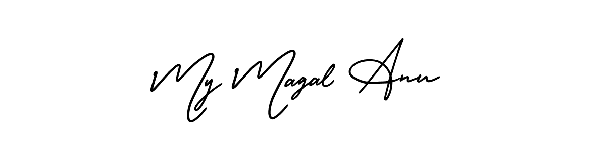 Similarly AmerikaSignatureDemo-Regular is the best handwritten signature design. Signature creator online .You can use it as an online autograph creator for name My Magal Anu. My Magal Anu signature style 3 images and pictures png