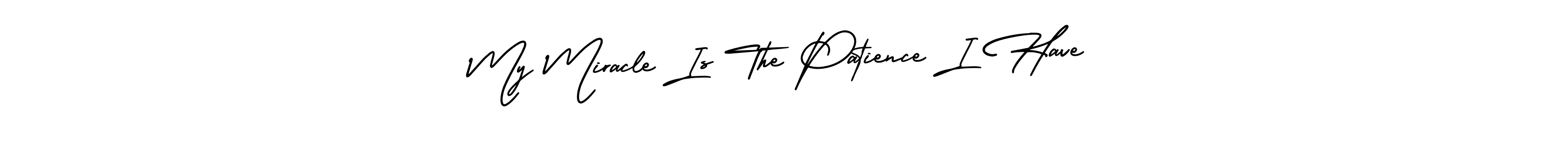 The best way (AmerikaSignatureDemo-Regular) to make a short signature is to pick only two or three words in your name. The name My Miracle Is The Patience I Have include a total of six letters. For converting this name. My Miracle Is The Patience I Have signature style 3 images and pictures png