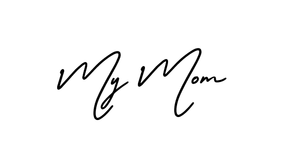 The best way (AmerikaSignatureDemo-Regular) to make a short signature is to pick only two or three words in your name. The name My Mom include a total of six letters. For converting this name. My Mom signature style 3 images and pictures png