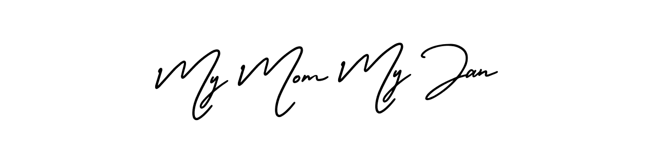 This is the best signature style for the My Mom My Jan name. Also you like these signature font (AmerikaSignatureDemo-Regular). Mix name signature. My Mom My Jan signature style 3 images and pictures png