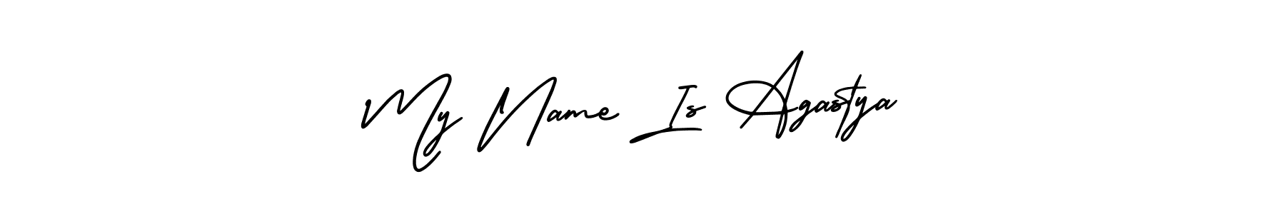 Create a beautiful signature design for name My Name Is Agastya. With this signature (AmerikaSignatureDemo-Regular) fonts, you can make a handwritten signature for free. My Name Is Agastya signature style 3 images and pictures png