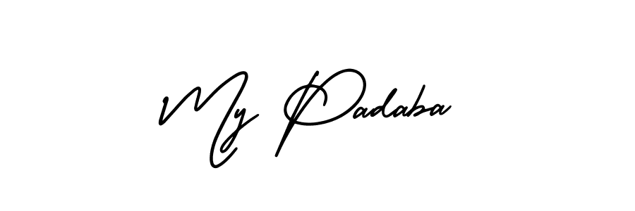 Use a signature maker to create a handwritten signature online. With this signature software, you can design (AmerikaSignatureDemo-Regular) your own signature for name My Padaba. My Padaba signature style 3 images and pictures png