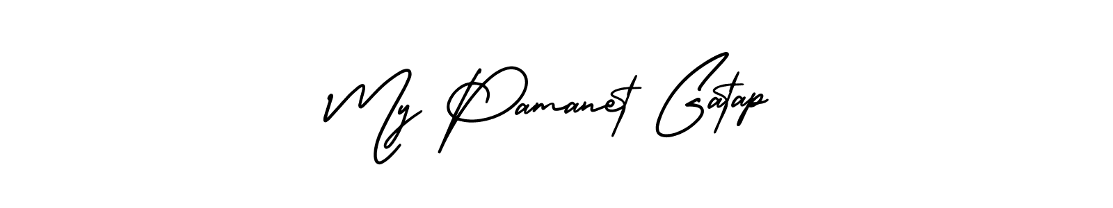 Check out images of Autograph of My Pamanet Gatap name. Actor My Pamanet Gatap Signature Style. AmerikaSignatureDemo-Regular is a professional sign style online. My Pamanet Gatap signature style 3 images and pictures png