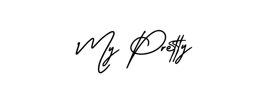 You should practise on your own different ways (AmerikaSignatureDemo-Regular) to write your name (My Pretty) in signature. don't let someone else do it for you. My Pretty signature style 3 images and pictures png