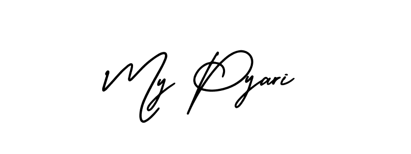 Make a beautiful signature design for name My Pyari. With this signature (AmerikaSignatureDemo-Regular) style, you can create a handwritten signature for free. My Pyari signature style 3 images and pictures png