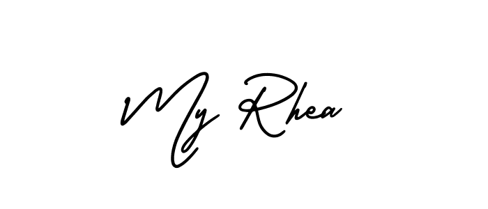 It looks lik you need a new signature style for name My Rhea. Design unique handwritten (AmerikaSignatureDemo-Regular) signature with our free signature maker in just a few clicks. My Rhea signature style 3 images and pictures png