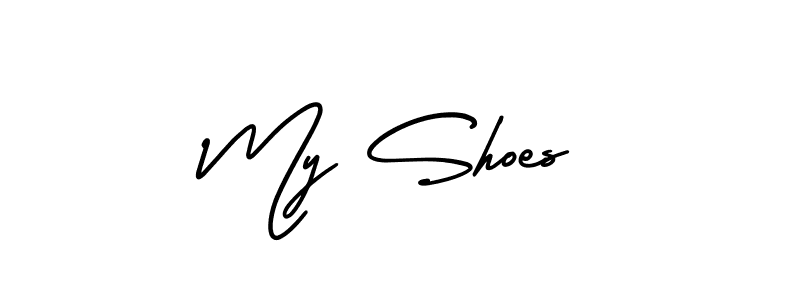 The best way (AmerikaSignatureDemo-Regular) to make a short signature is to pick only two or three words in your name. The name My Shoes include a total of six letters. For converting this name. My Shoes signature style 3 images and pictures png