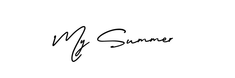 Make a short My Summer signature style. Manage your documents anywhere anytime using AmerikaSignatureDemo-Regular. Create and add eSignatures, submit forms, share and send files easily. My Summer signature style 3 images and pictures png