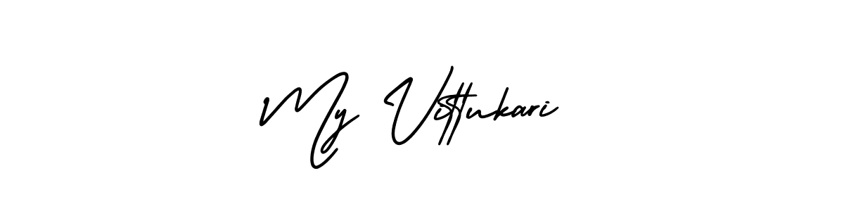 Make a beautiful signature design for name My Vittukari. With this signature (AmerikaSignatureDemo-Regular) style, you can create a handwritten signature for free. My Vittukari signature style 3 images and pictures png