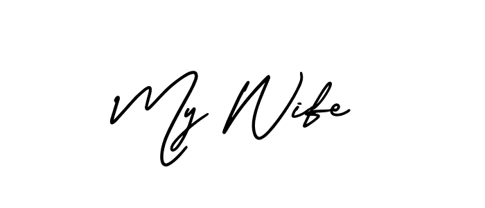 The best way (AmerikaSignatureDemo-Regular) to make a short signature is to pick only two or three words in your name. The name My Wife include a total of six letters. For converting this name. My Wife signature style 3 images and pictures png