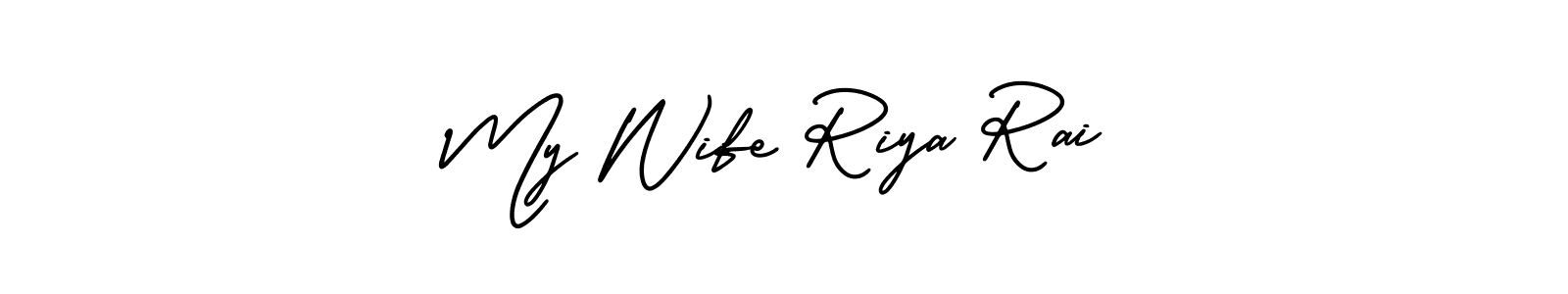 AmerikaSignatureDemo-Regular is a professional signature style that is perfect for those who want to add a touch of class to their signature. It is also a great choice for those who want to make their signature more unique. Get My Wife Riya Rai name to fancy signature for free. My Wife Riya Rai signature style 3 images and pictures png
