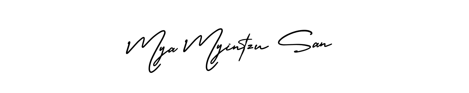 Mya Myintzu San stylish signature style. Best Handwritten Sign (AmerikaSignatureDemo-Regular) for my name. Handwritten Signature Collection Ideas for my name Mya Myintzu San. Mya Myintzu San signature style 3 images and pictures png