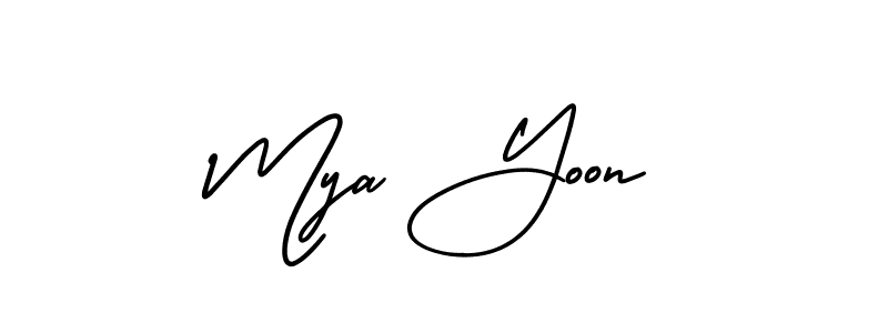 Mya Yoon stylish signature style. Best Handwritten Sign (AmerikaSignatureDemo-Regular) for my name. Handwritten Signature Collection Ideas for my name Mya Yoon. Mya Yoon signature style 3 images and pictures png