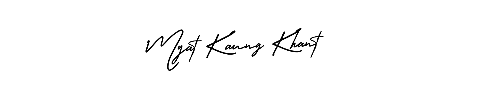 You should practise on your own different ways (AmerikaSignatureDemo-Regular) to write your name (Myat Kaung Khant) in signature. don't let someone else do it for you. Myat Kaung Khant signature style 3 images and pictures png